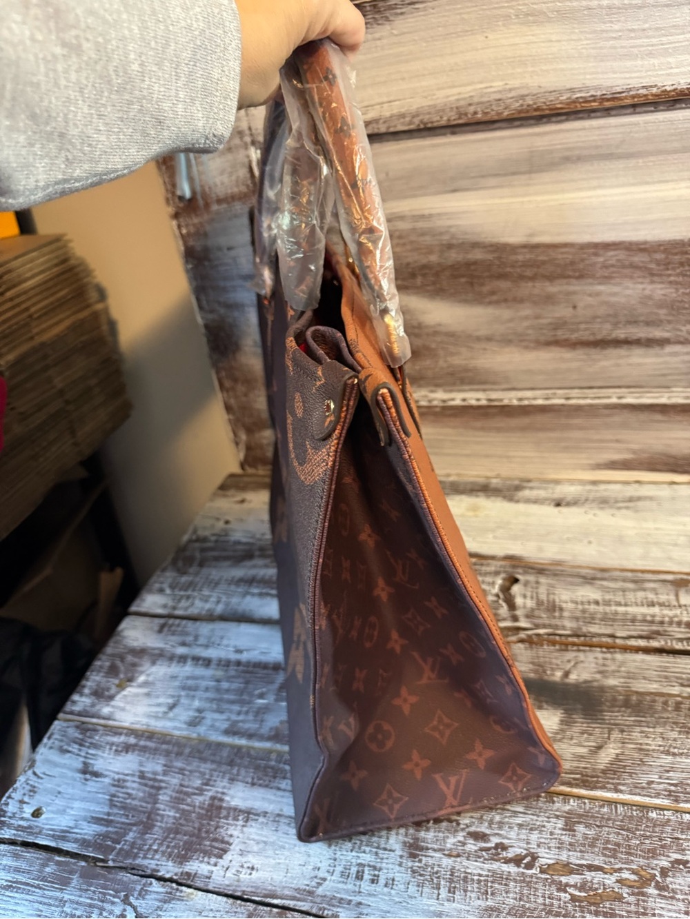 Brown Monogram Large Tote Bag - Picture 4 of 9